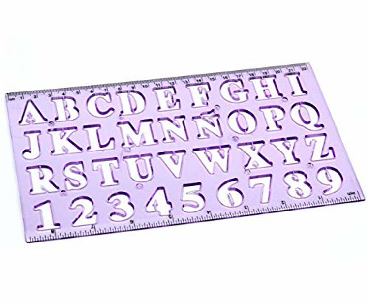 Picture of LS123 LETTERING STENCIL WITH LETTERS,NUMBERS,SYMBOLS & RULER